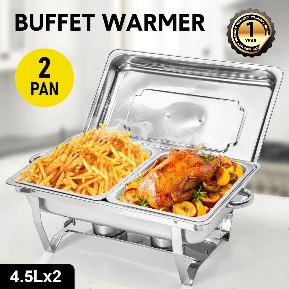 Alston 2x4.5L Chafing Dish Set Stainless Steel Buffet Warmer Silver