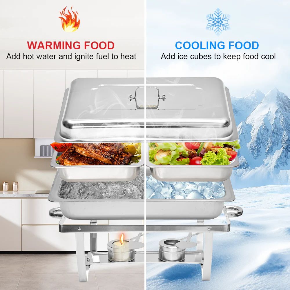 Alston 2x4.5L Chafing Dish Set Stainless Steel Buffet Warmer Silver