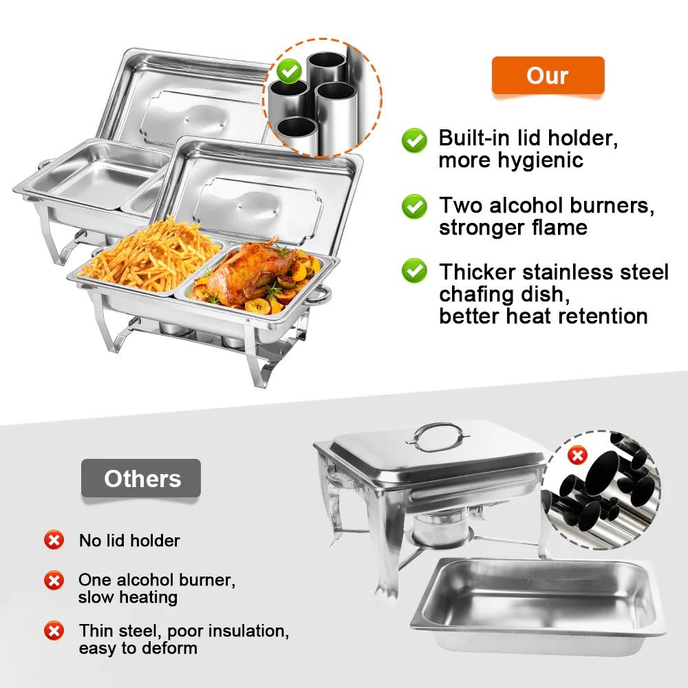 Alston 2x4.5L Chafing Dish Set Stainless Steel Buffet Warmer Silver