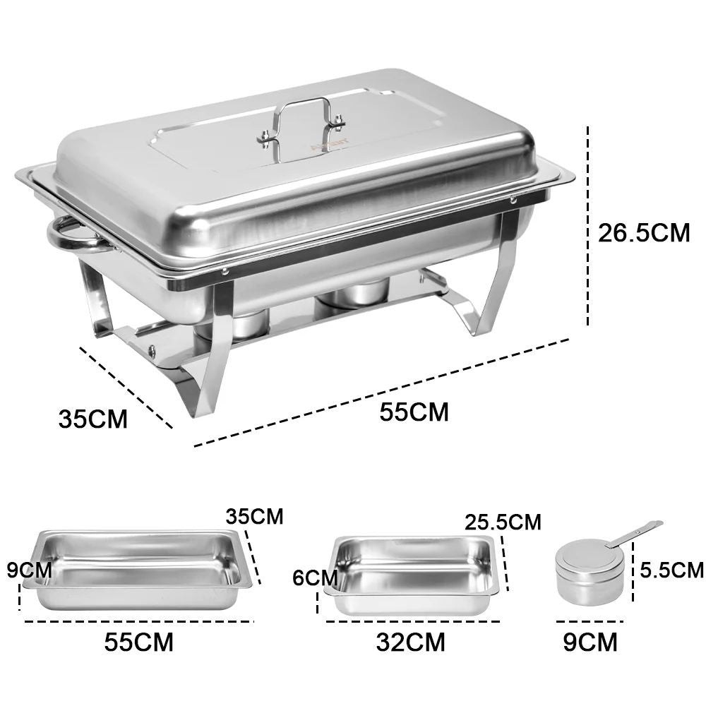 Alston 2x4.5L Chafing Dish Set Stainless Steel Buffet Warmer Silver