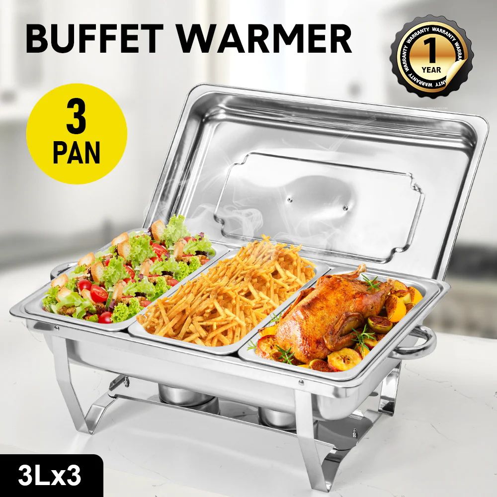 Alston 3x3L Chafing Dish Set Stainless Steel Buffet Warmer Silver