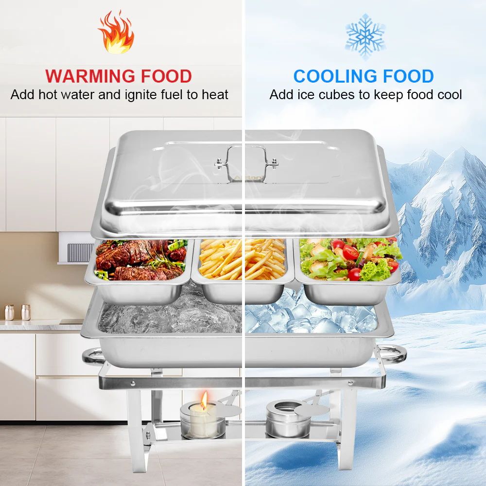 Alston 3x3L Chafing Dish Set Stainless Steel Buffet Warmer Silver