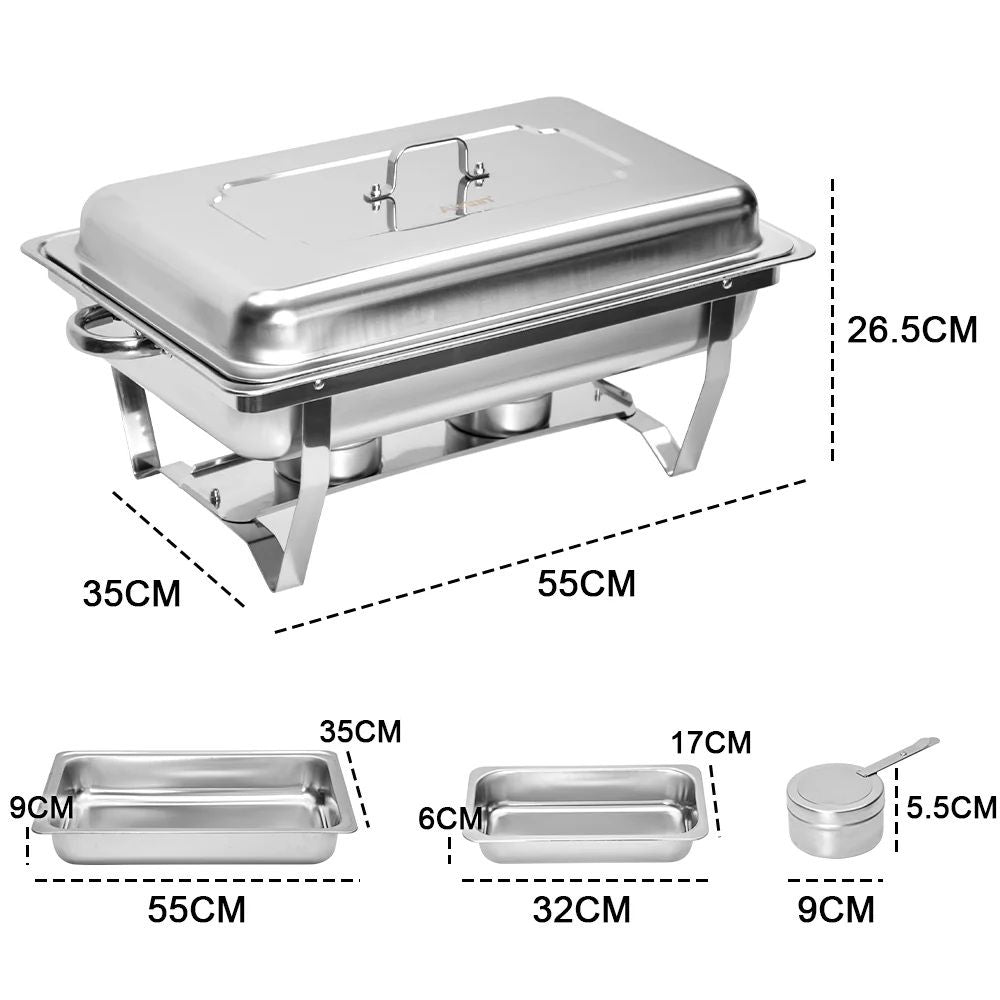 Alston 3x3L Chafing Dish Set Stainless Steel Buffet Warmer Silver