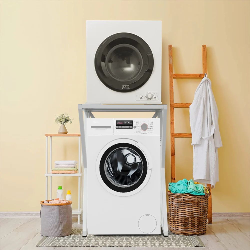 Dryer Stand for Front Load Washer Heavy Duty Steel Stacking Shelf White