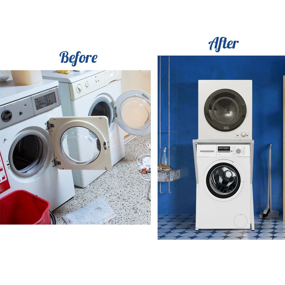 Dryer Stand for Front Load Washer Heavy Duty Steel Stacking Shelf White