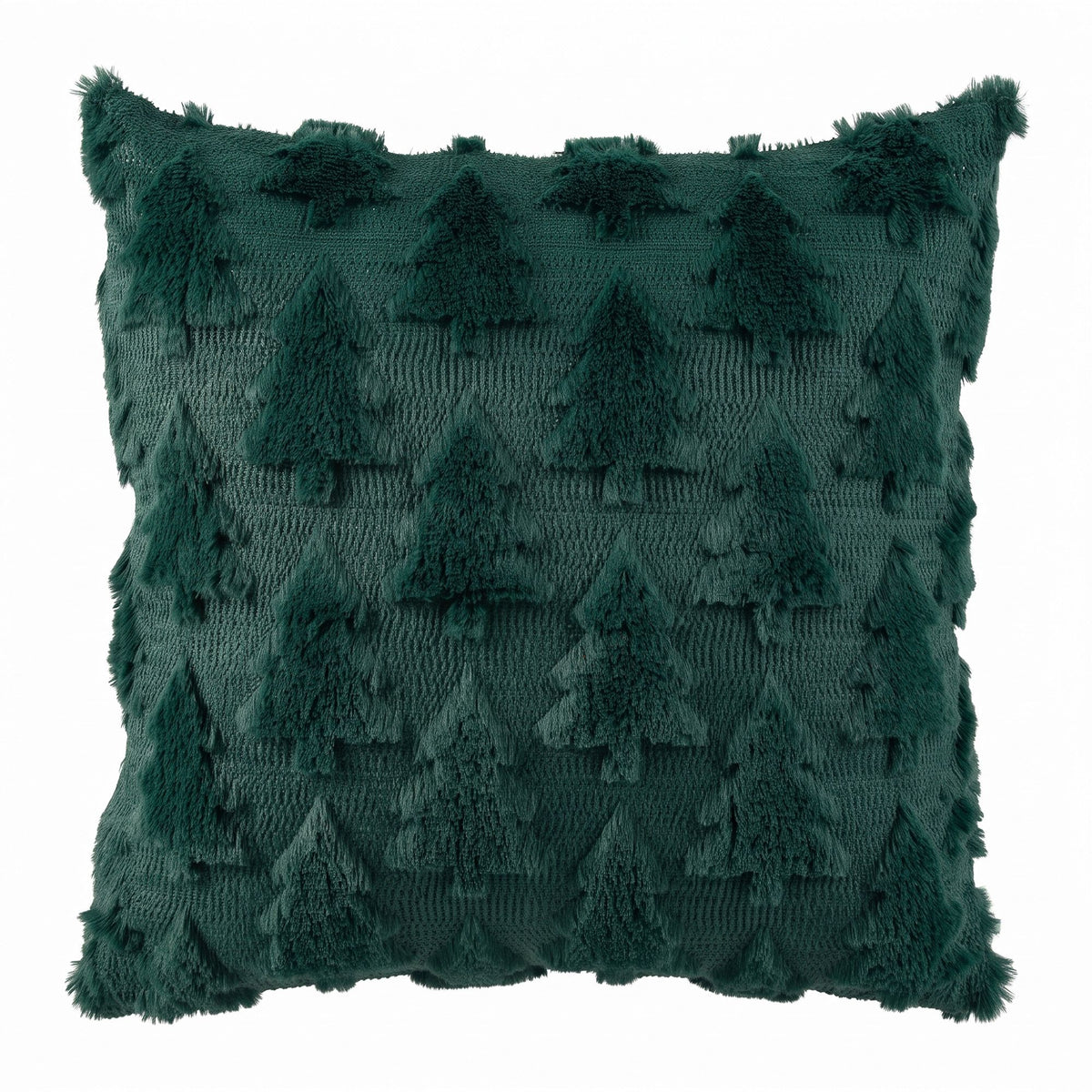 Jingle Jollys Christmas Tree Pillow Covers 2 Pack Faux Fur 45x45cm Green