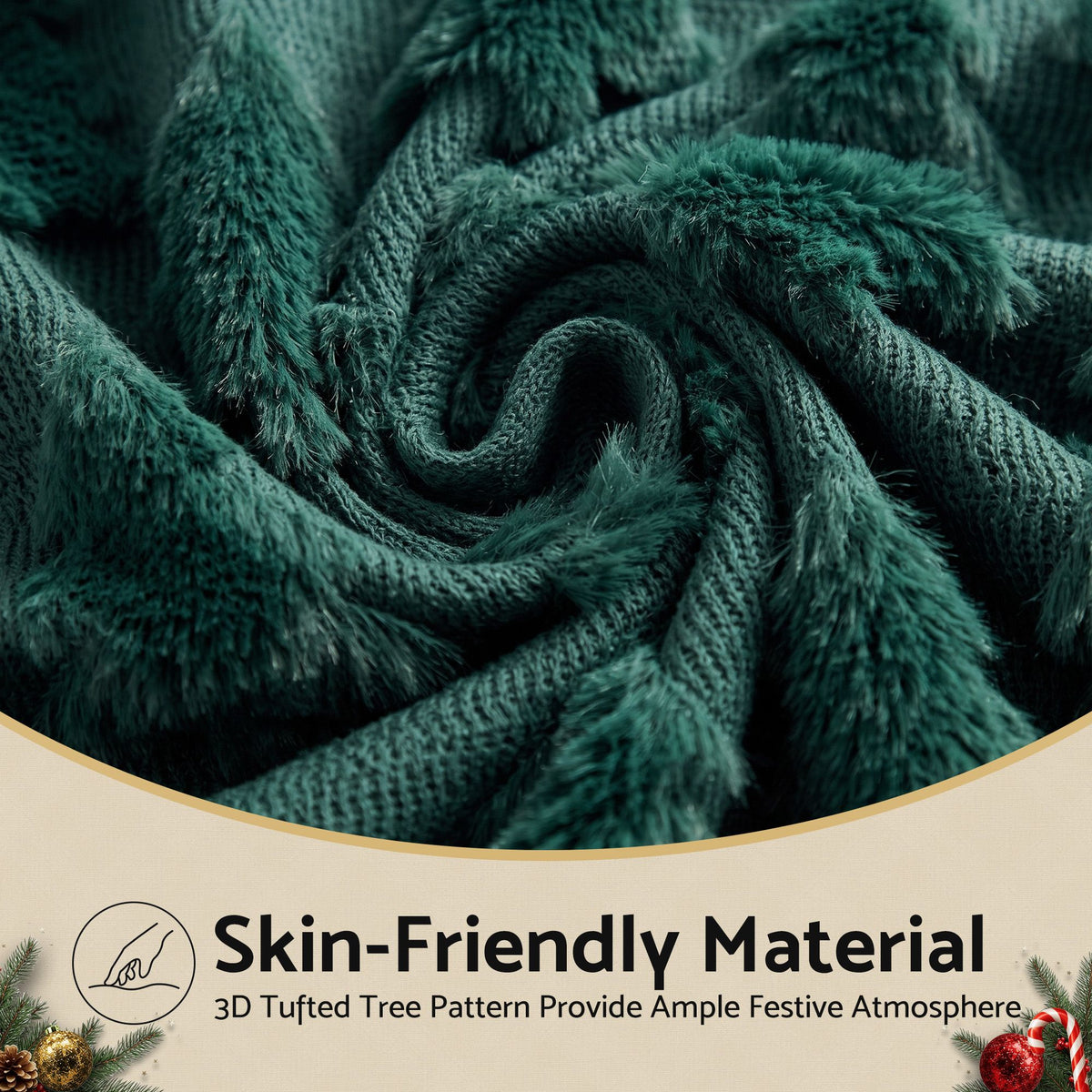 Jingle Jollys Christmas Tree Pillow Covers 2 Pack Faux Fur 45x45cm Green