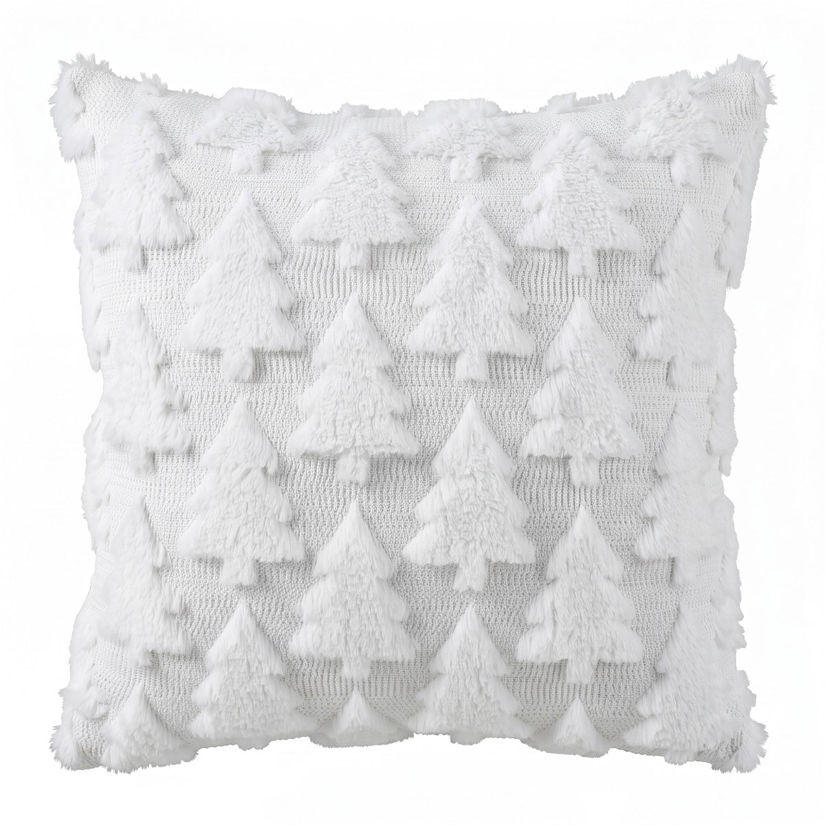Jingle Jollys Christmas Tree Pillow Covers 2 Pack Faux Fur 45x45cm White