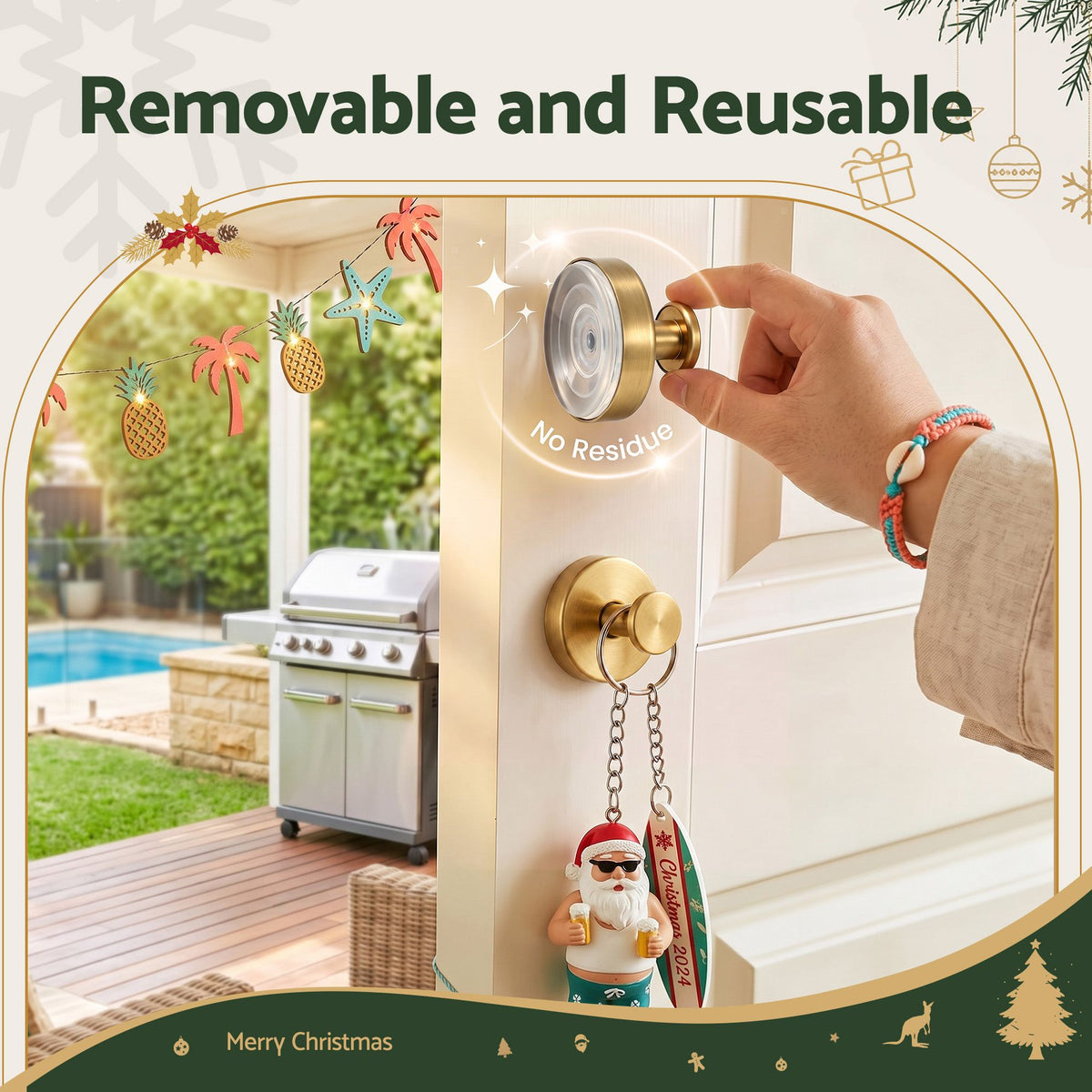Jingle Jollys 2x Vacuum Suction Cup Christmas Wreath Hook Stainless Steel 5kg