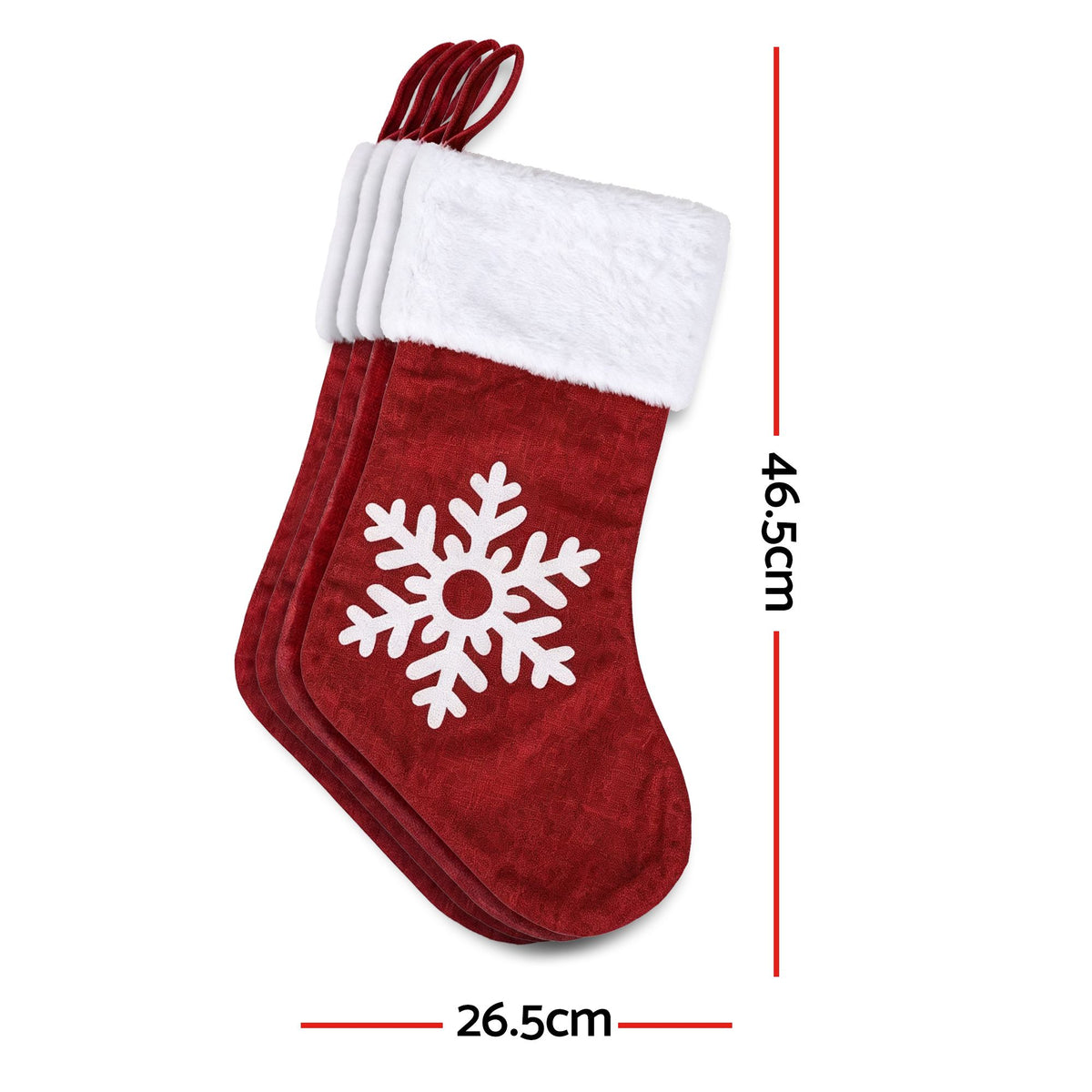 Jingle Jollys 4 Pack Large Velvet Christmas Stockings 46.5cm Red White Fireplace