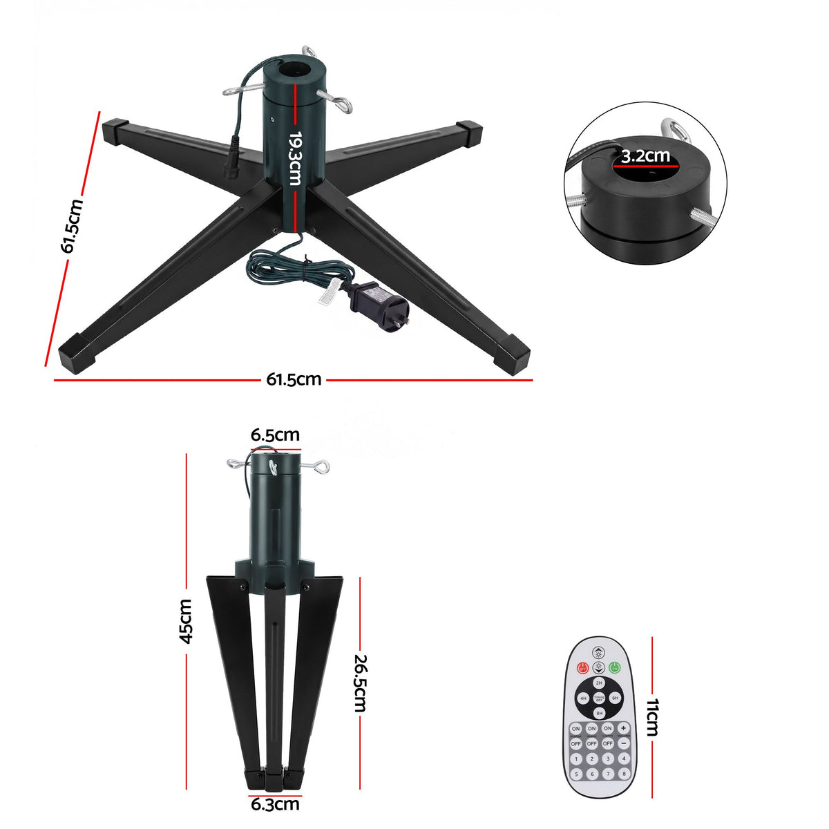 Jingle Jollys Christmas Tree Stand 360° Rotating Xmas Tree Up to 2.7M Remote