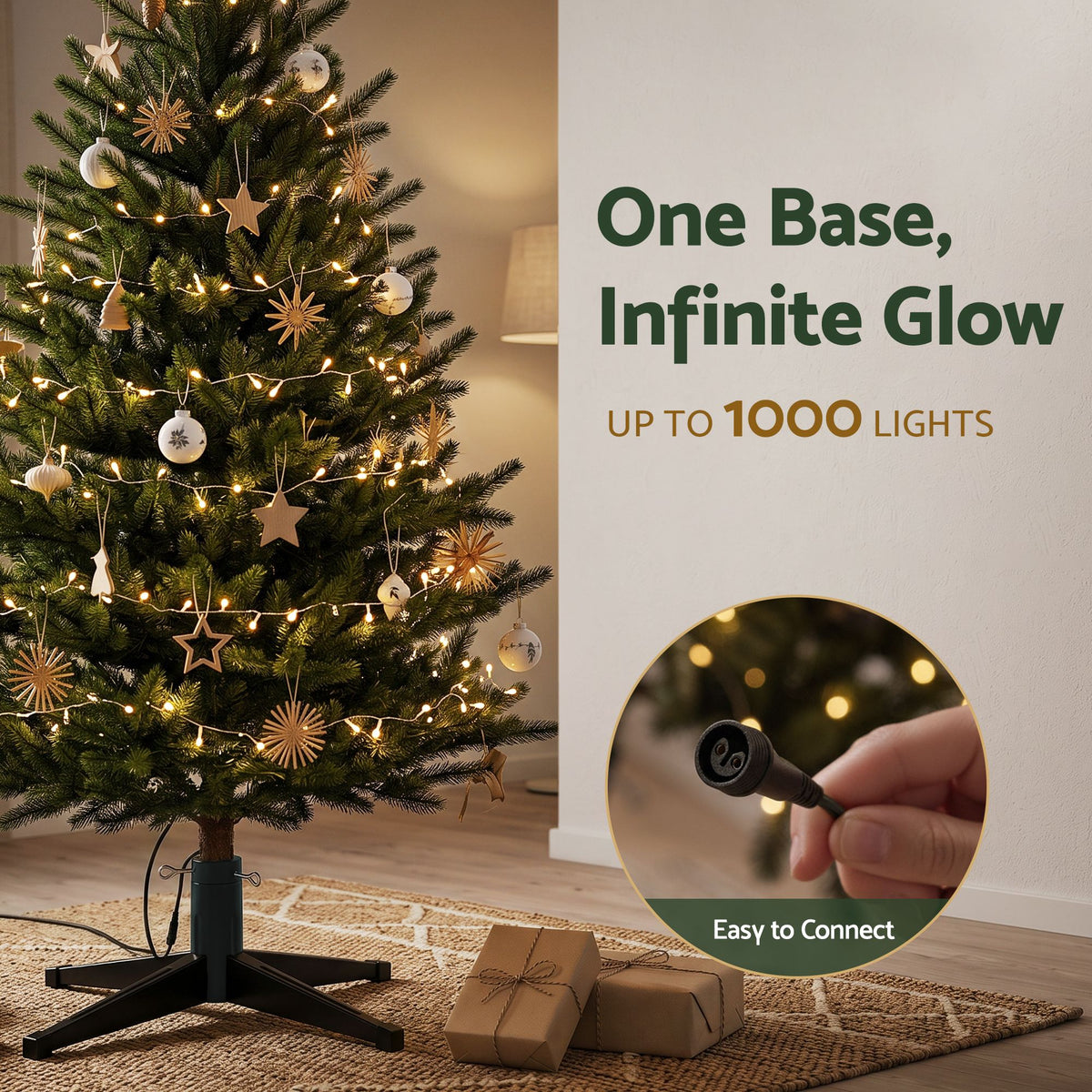Jingle Jollys Christmas Tree Stand 360° Rotating Xmas Tree Up to 2.7M Remote