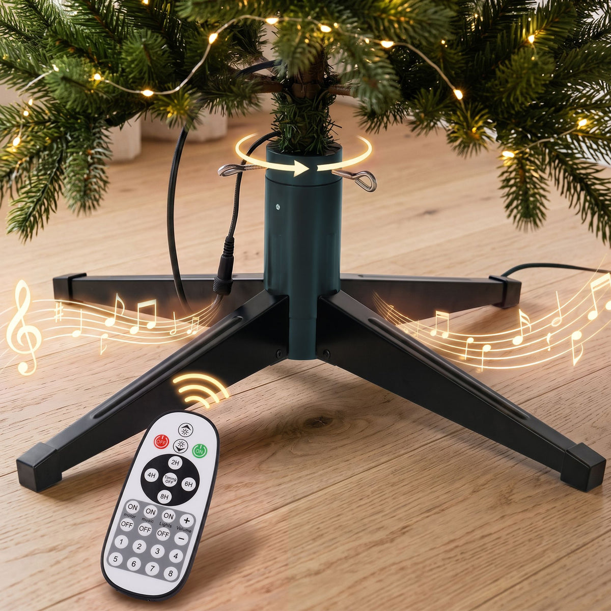 Jingle Jollys Christmas Tree Stand 360° Rotating Xmas Tree Up to 2.7M Remote