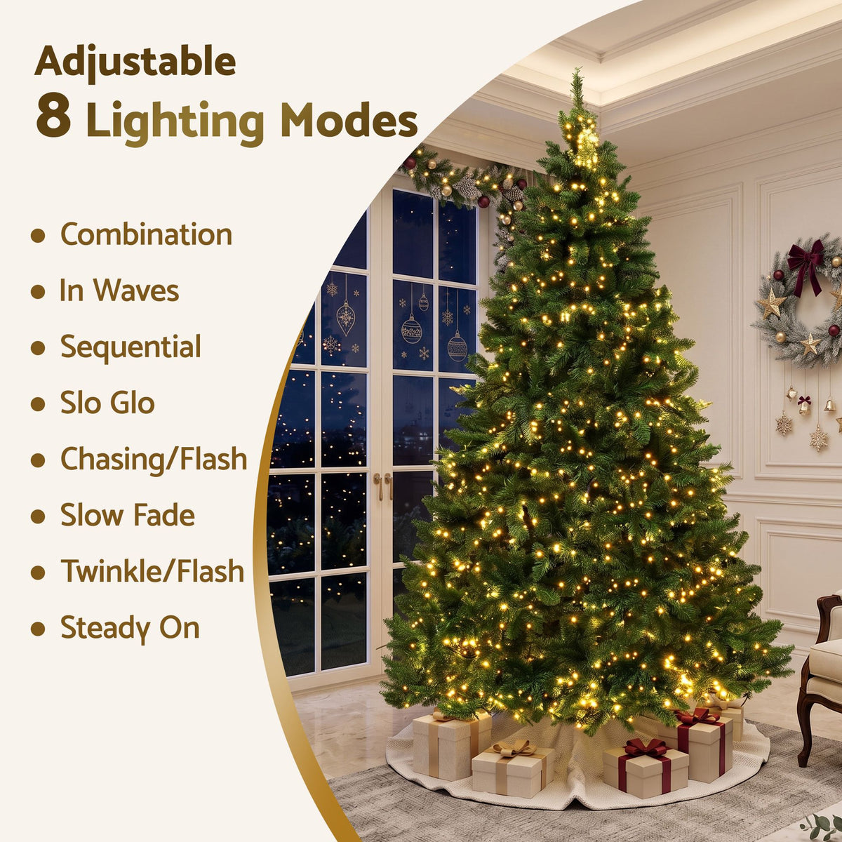 Jingle Jollys Christmas Tree 2.7m 1800 LEDs 1831 Tips 8 Light Modes