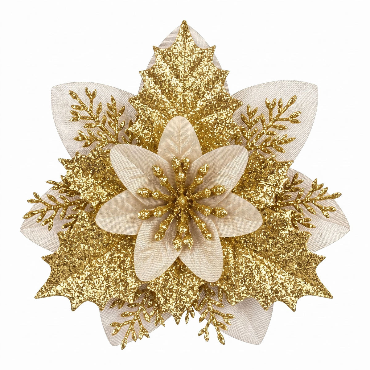 Jingle Jollys 10Pcs Christmas Tree Flower Garland Wreath Poinsettia Decorations