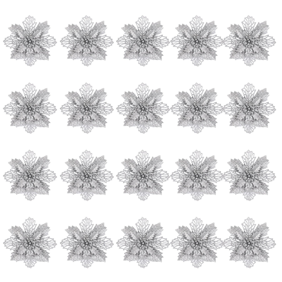 Jingle Jollys 20Pcs Christmas Tree Flower Garland Wreath Poinsettia Decorations