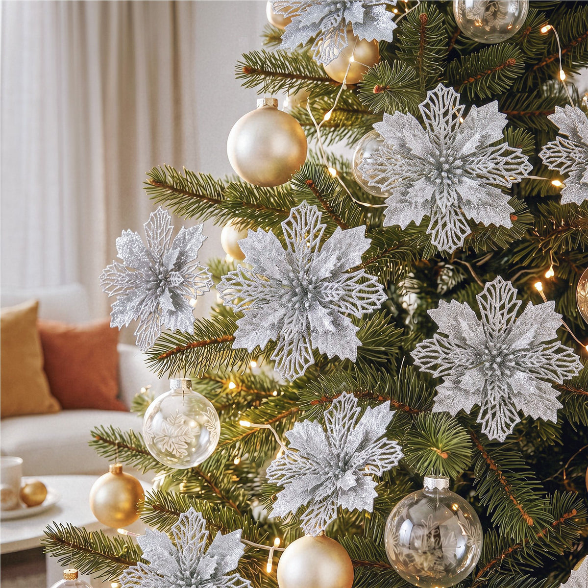 Jingle Jollys 20Pcs Christmas Tree Flower Garland Wreath Poinsettia Decorations