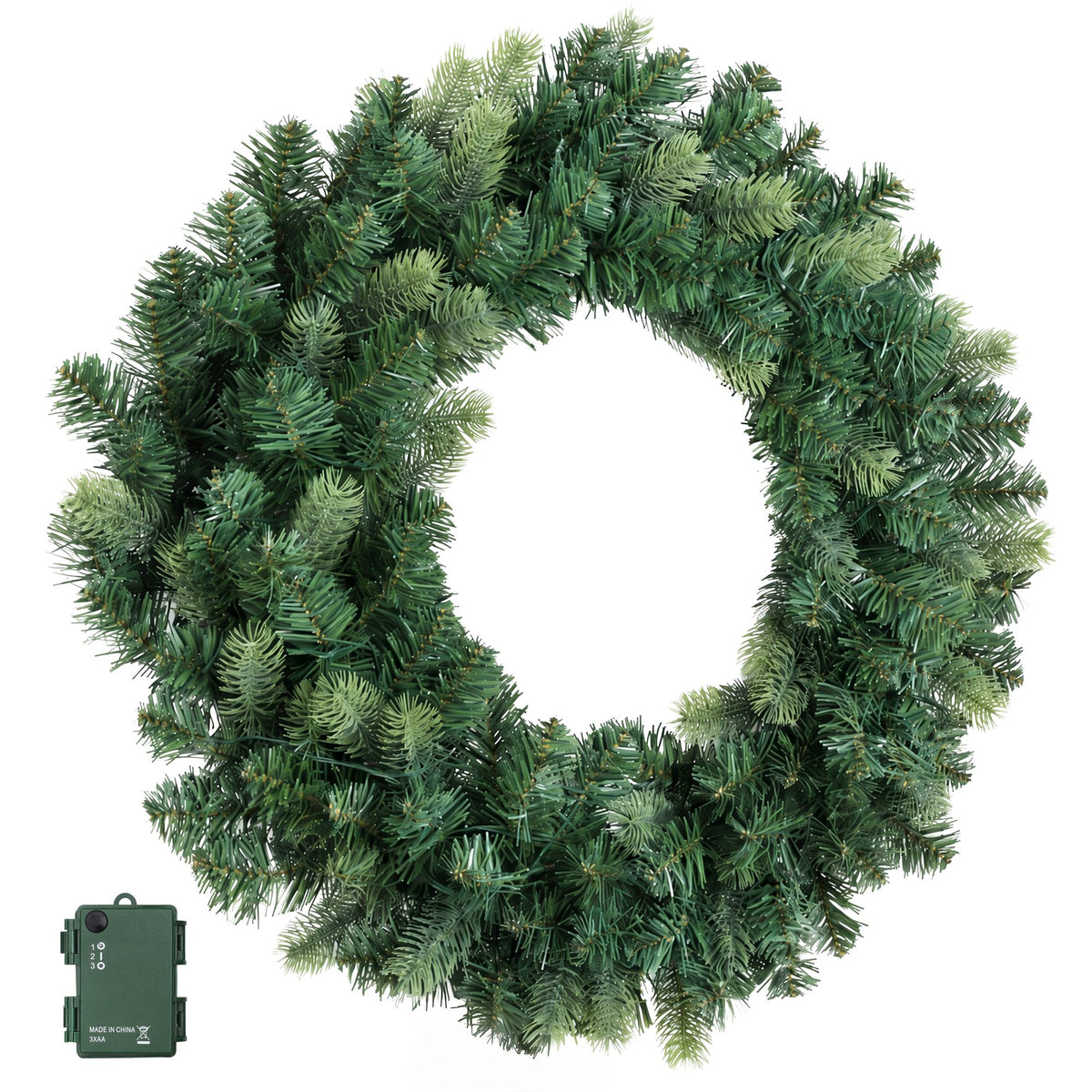 Jingle Jollys 60cm Pre-Lit Christmas Wreath Garland Warm White LED Battery Timer