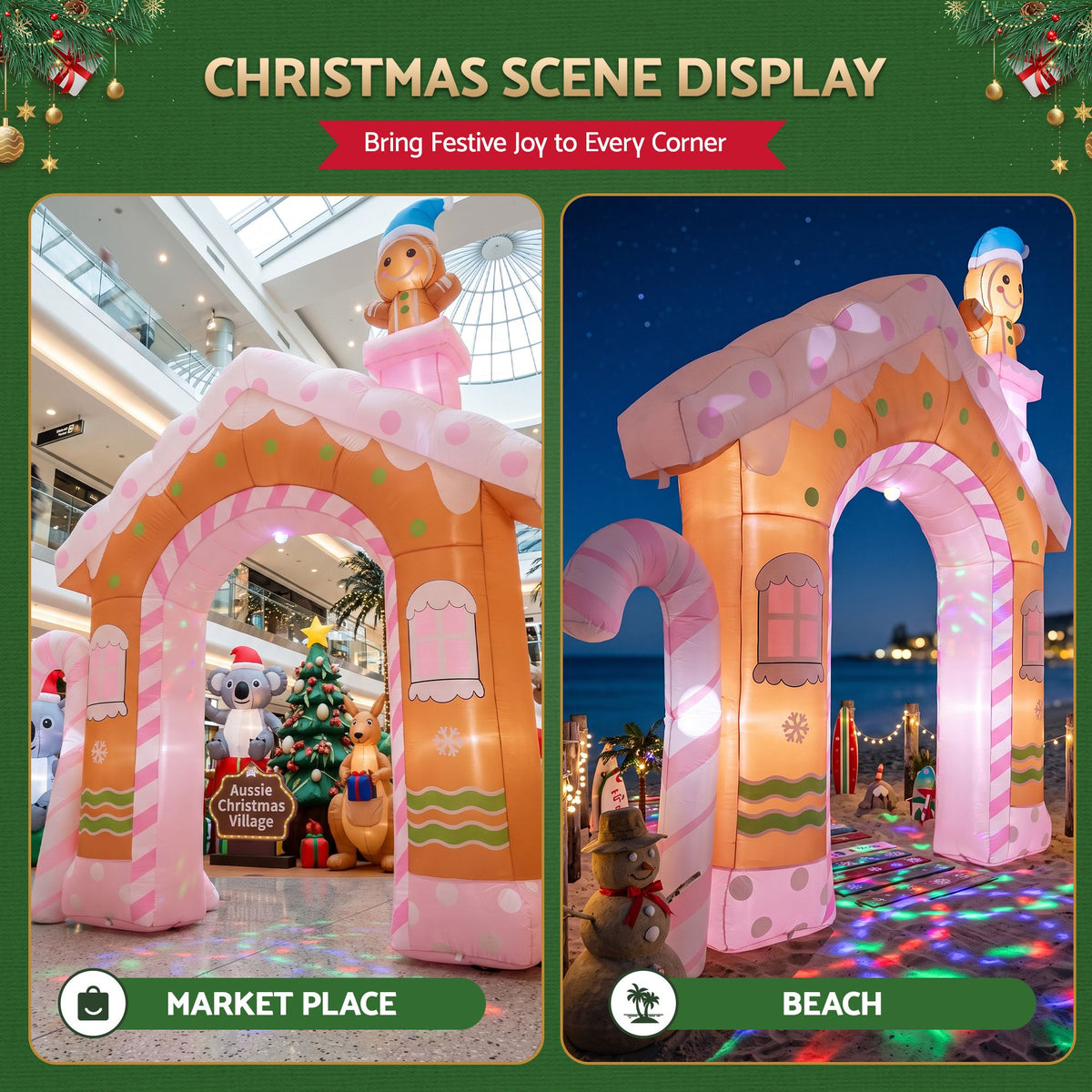 Jingle Jollys Christmas Inflatable Gingerbread Man Candy 3.2M Illuminated