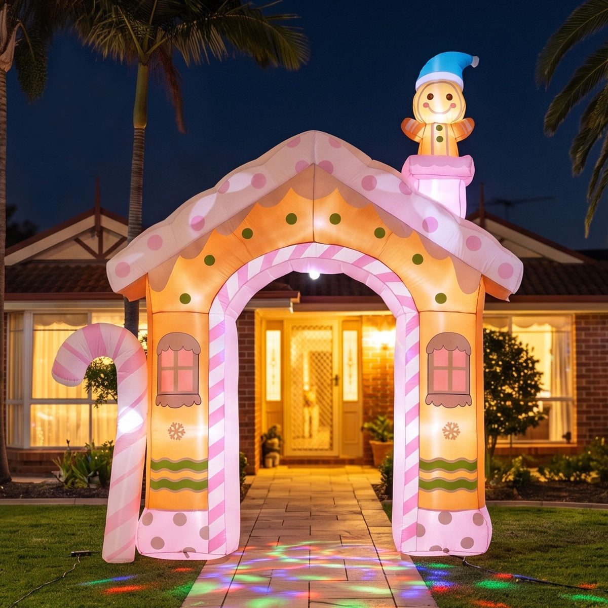 Jingle Jollys Christmas Inflatable Gingerbread Man Candy 3.2M Illuminated