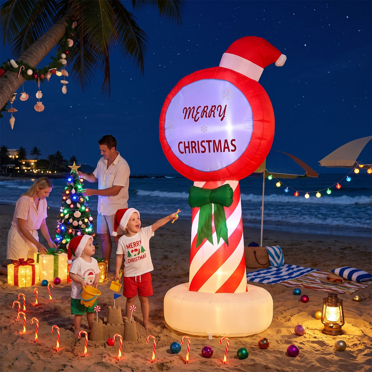 Jingle Jollys Christmas Inflatable Pole 1.8M Height LED Outdoor Decorations