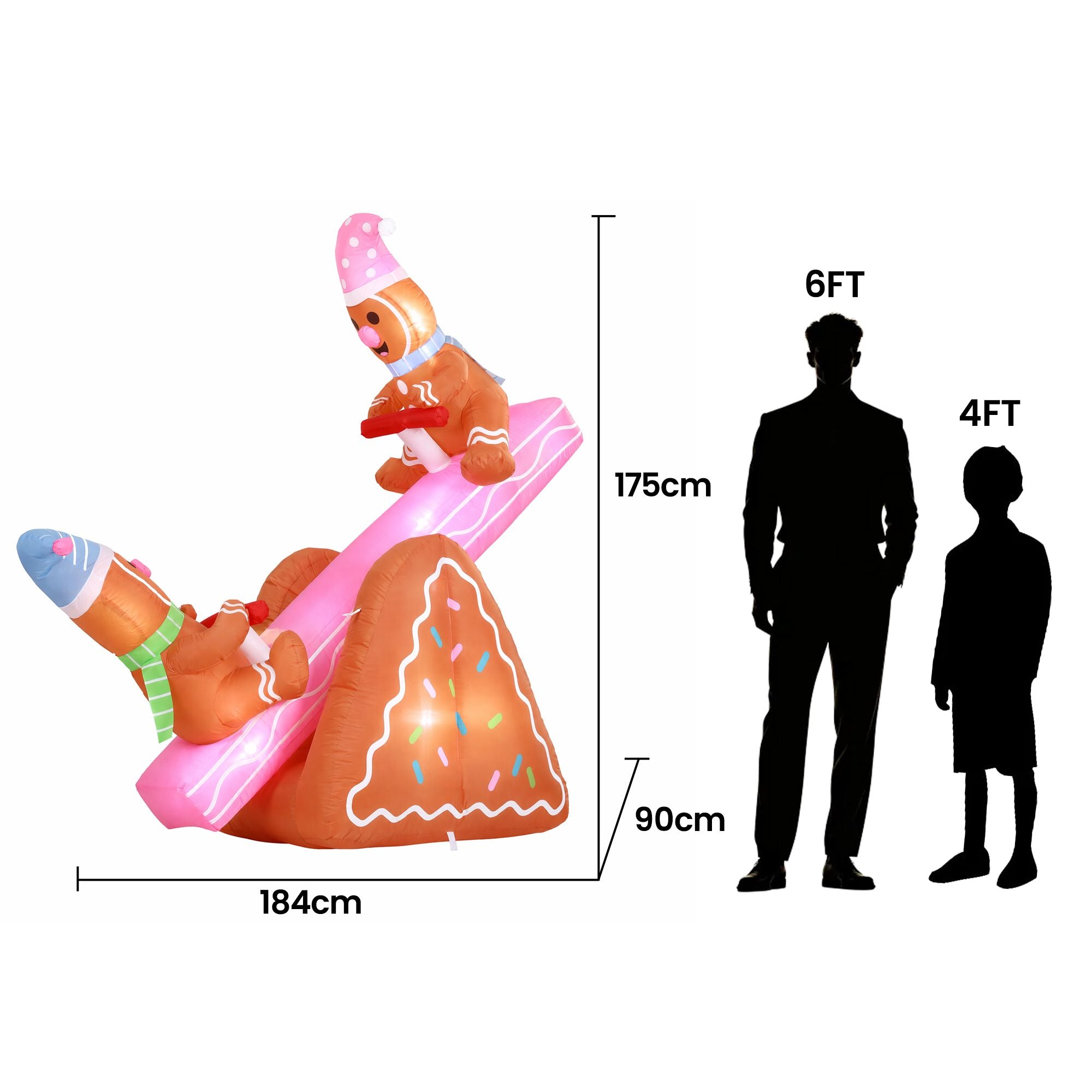 Jingle Jollys Christmas Inflatable Seesaw 1.8M LED Outdoor Illuminated Decor