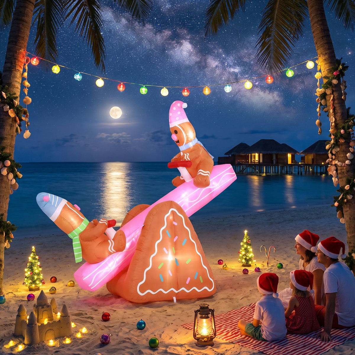 Jingle Jollys Christmas Inflatable Seesaw 1.8M LED Outdoor Illuminated Decor