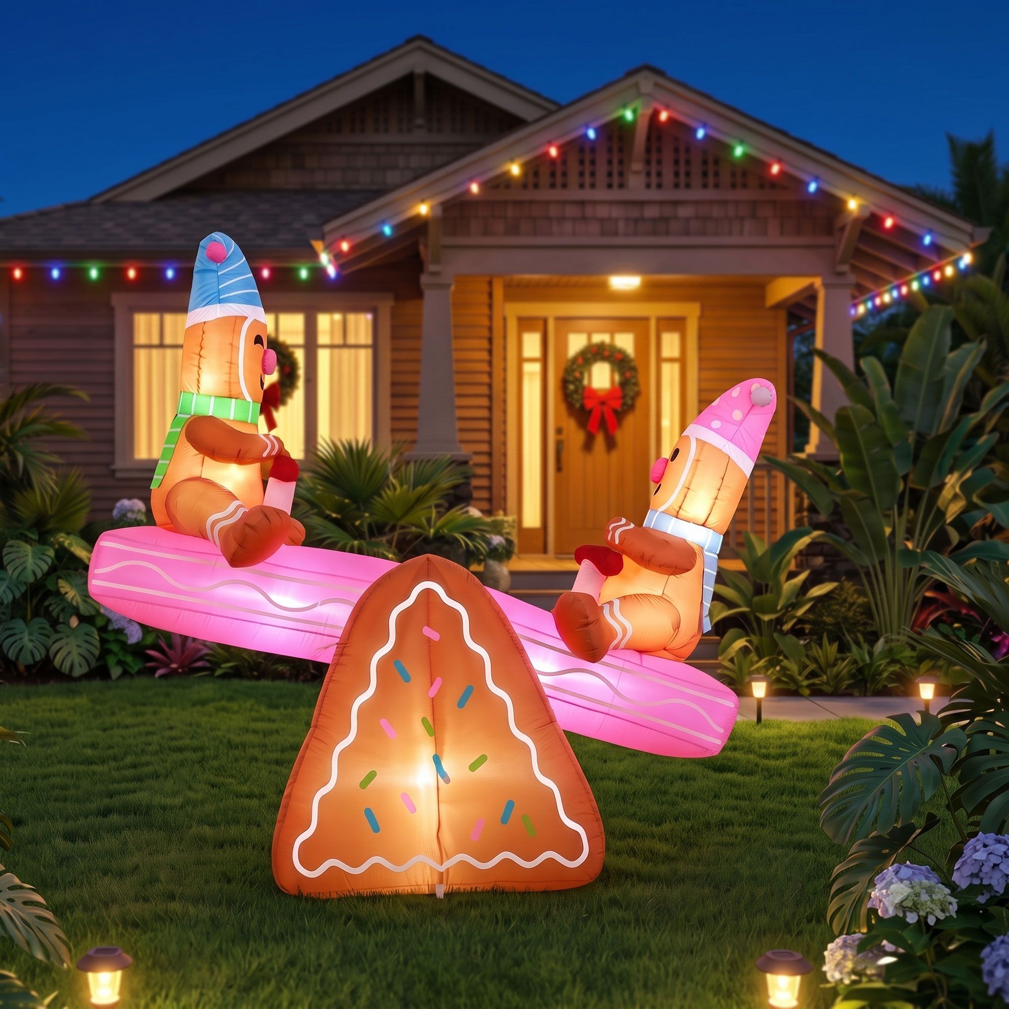 Jingle Jollys Christmas Inflatable Seesaw 1.8M LED Outdoor Illuminated Decor