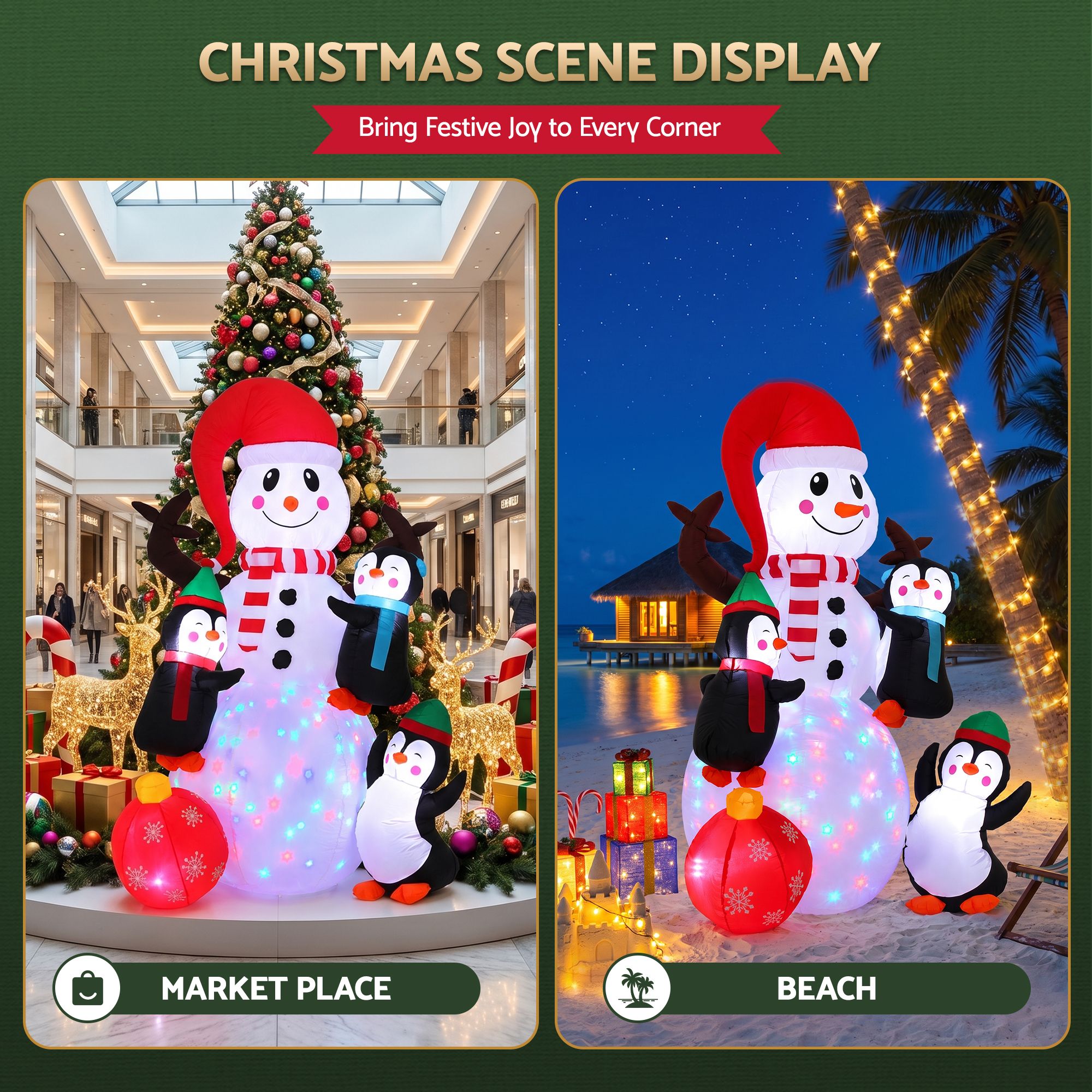 Jingle Jollys Christmas Inflatable Snowman 1.8M Height LED Outdoor Decorations