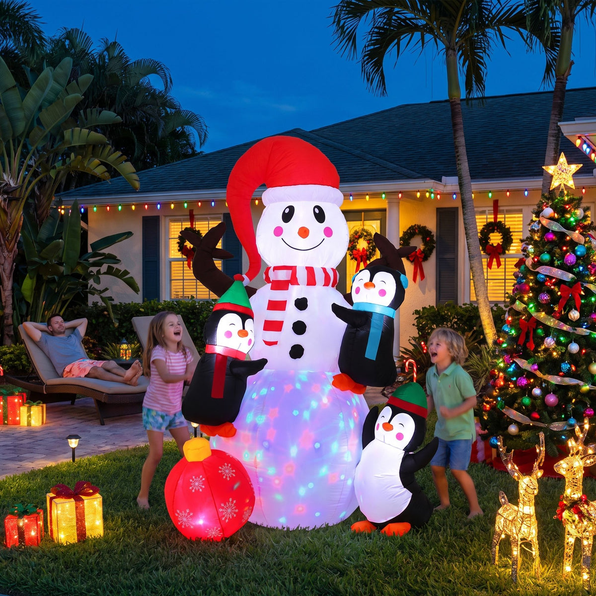 Jingle Jollys Christmas Inflatable Snowman 1.8M Height LED Outdoor Decorations