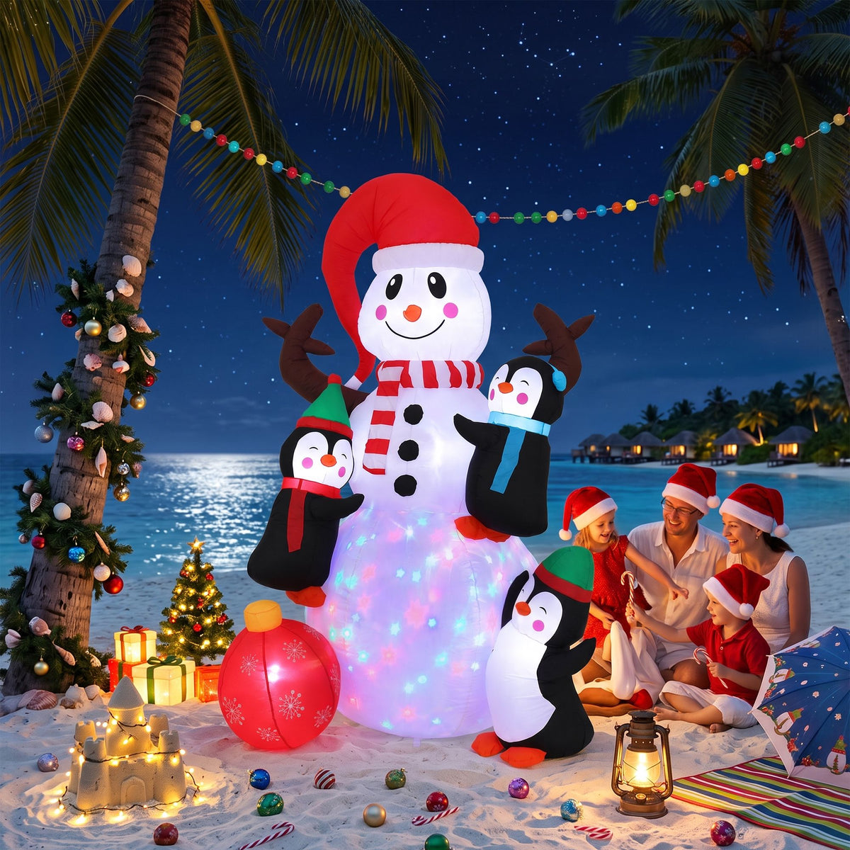 Jingle Jollys Christmas Inflatable Snowman 1.8M Height LED Outdoor Decorations