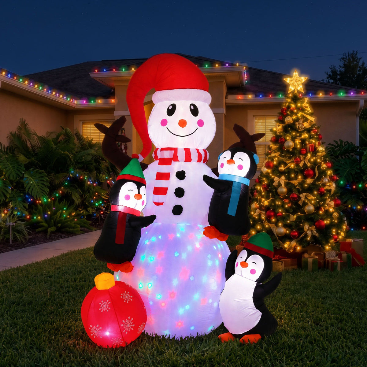 Jingle Jollys Christmas Inflatable Snowman 1.8M Height LED Outdoor Decorations