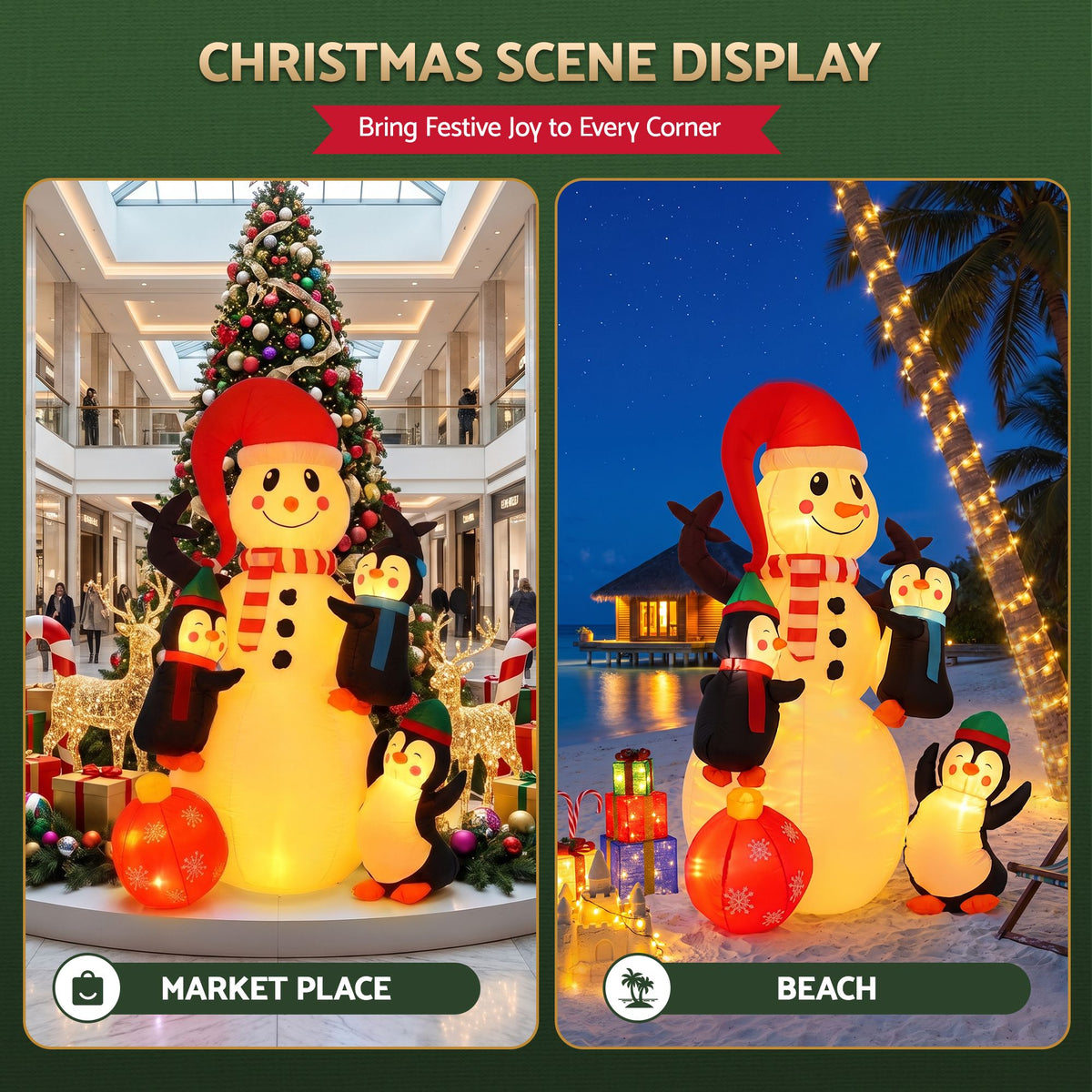 Jingle Jollys Christmas Inflatable Snowman 1.8M Height LED Outdoor Decorations