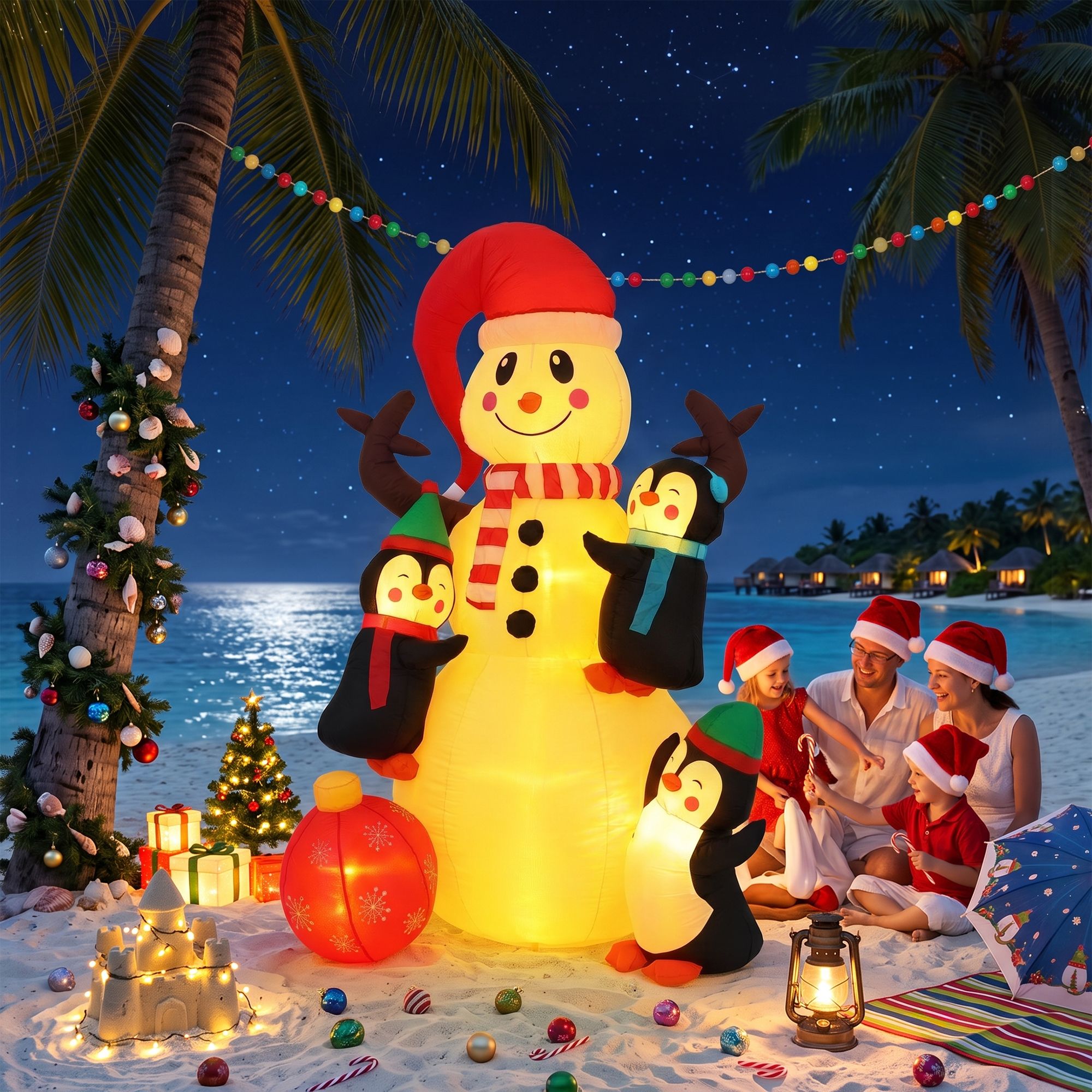 Jingle Jollys Christmas Inflatable Snowman 1.8M Height LED Outdoor Decorations