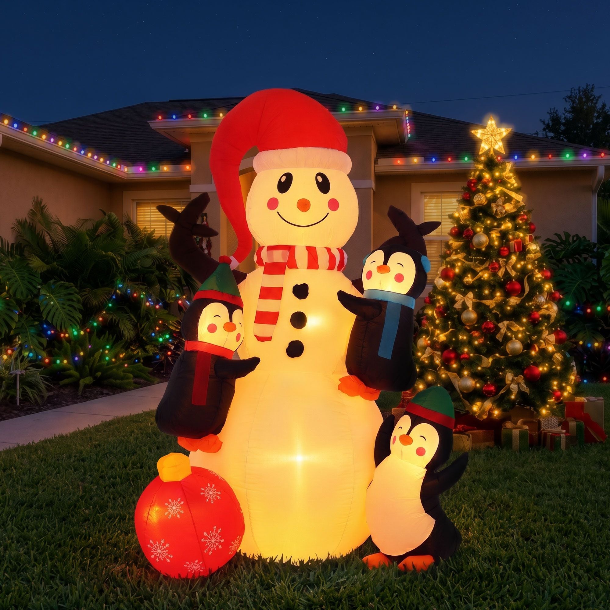 Jingle Jollys Christmas Inflatable Snowman 1.8M Height LED Outdoor Decorations