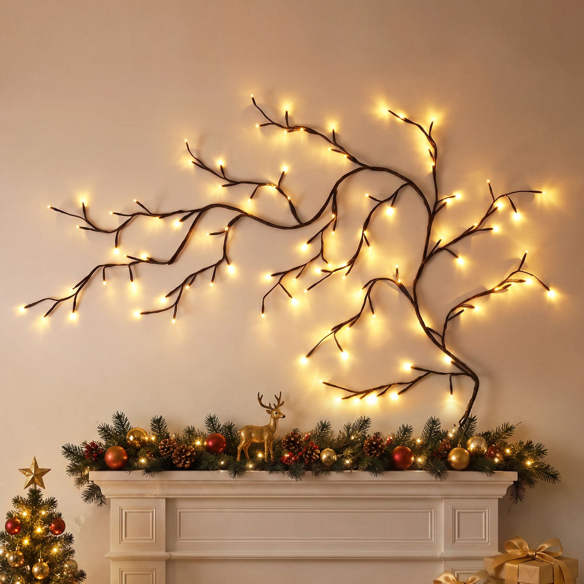 Jingle Jollys Christmas Willow Vine Lights Branch LED Fairy Wall 1.8m Warm White