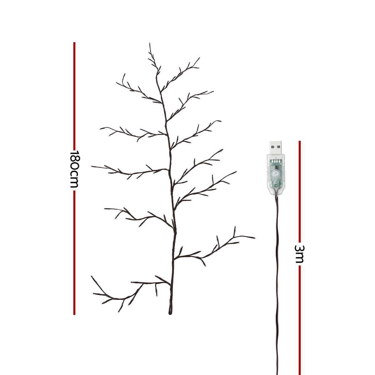 Jingle Jollys Christmas Willow Vine Lights Branch LED Fairy Wall 1.8m Warm White