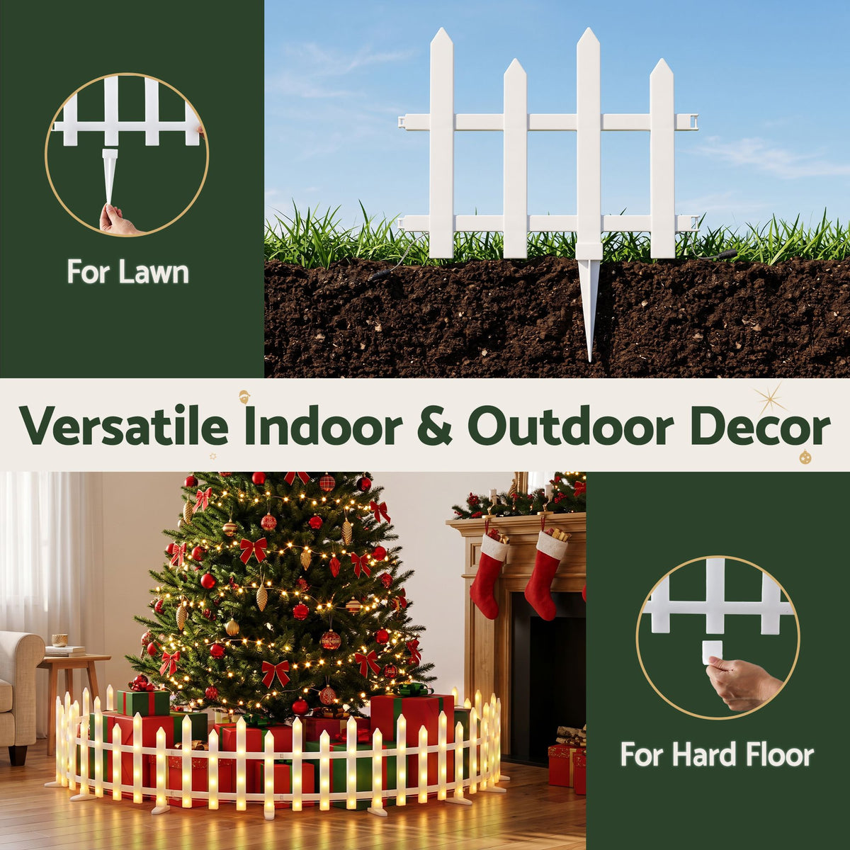 Jingle Jollys 3m Solar Christmas Fence Lights Outdoor Garden Path Warm White 8pc