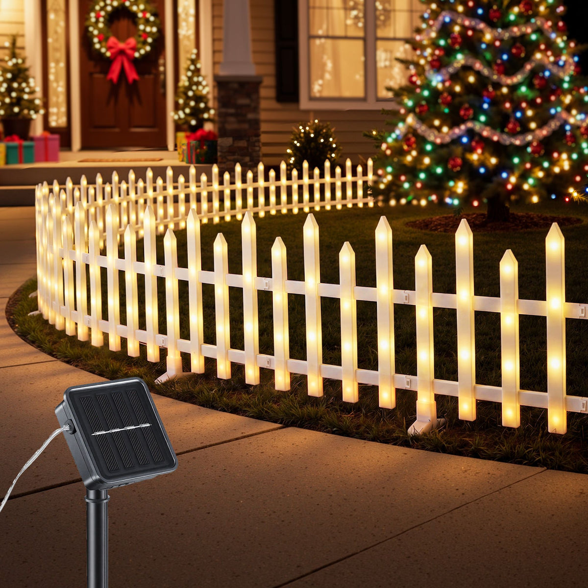 Jingle Jollys 3m Solar Christmas Fence Lights Outdoor Garden Path Warm White 8pc