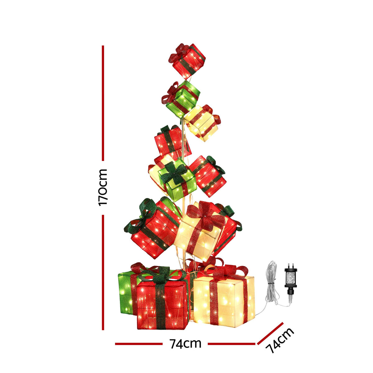 Jingle Jollys Christmas Lighted Gift Box Tower Lights Stackable 170cm