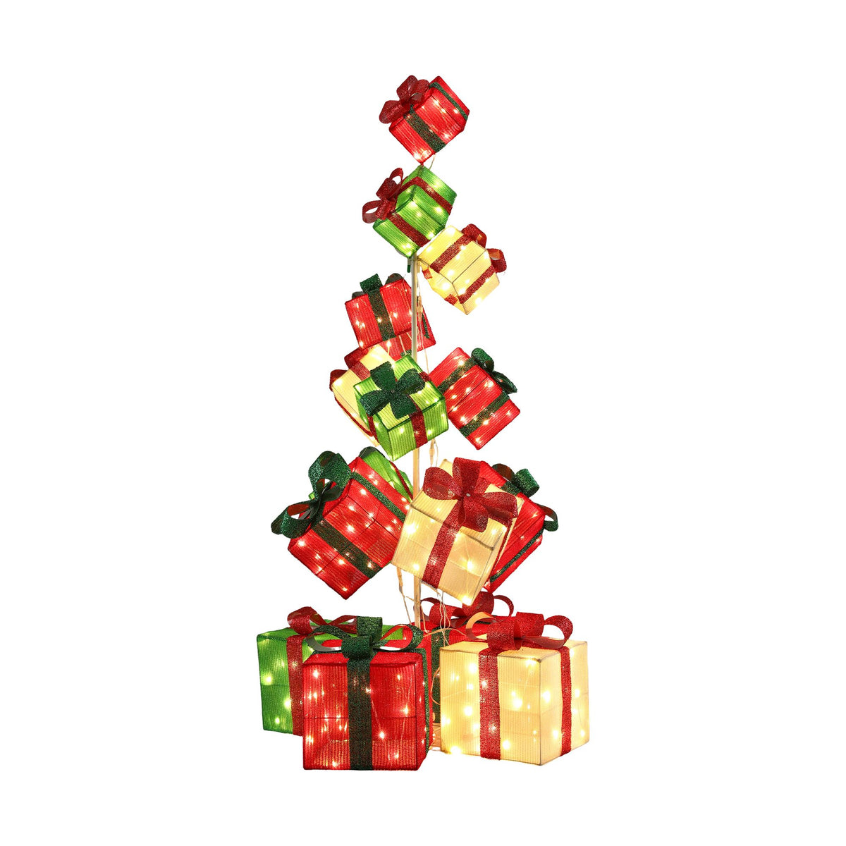Jingle Jollys Christmas Lighted Gift Box Tower Lights Stackable 170cm