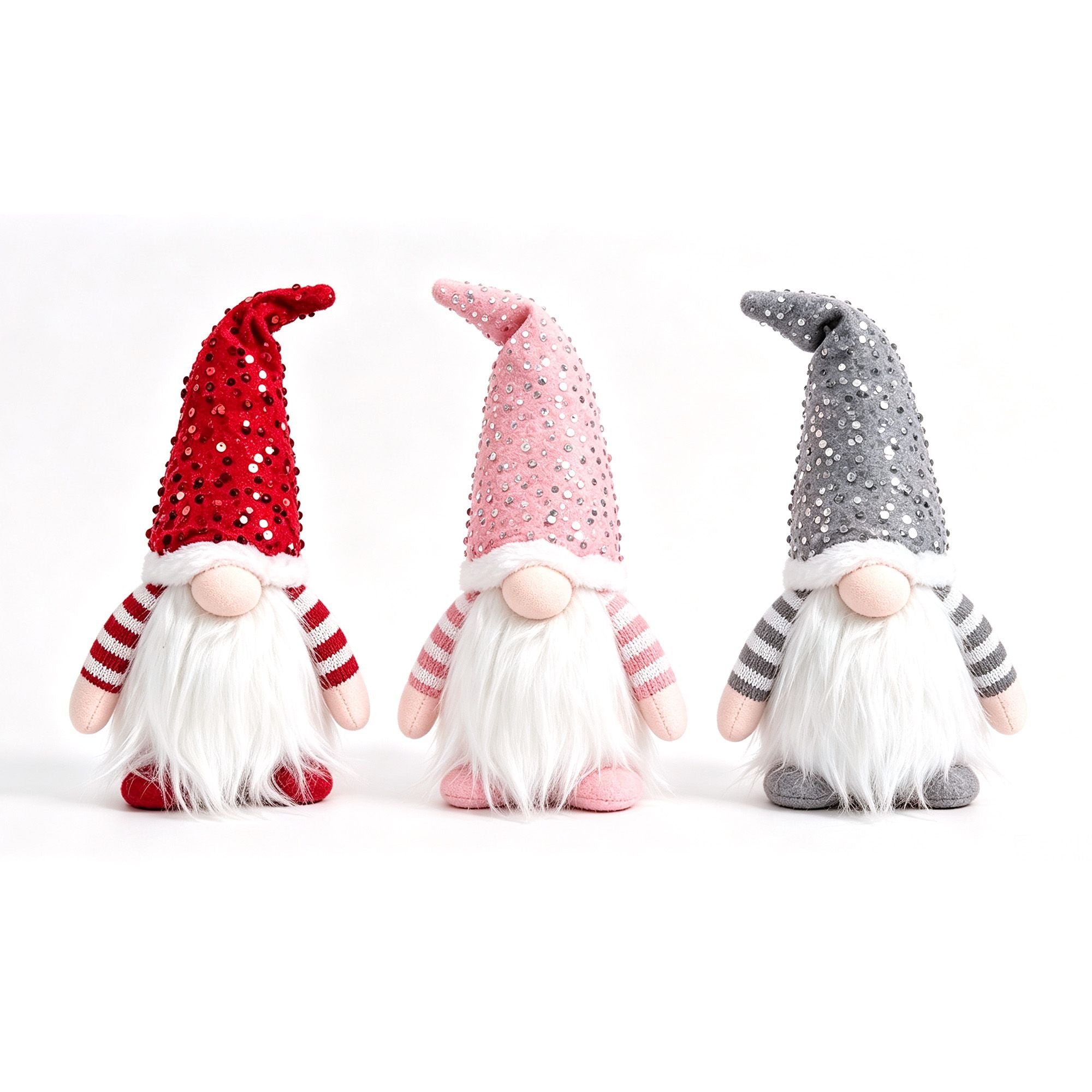 Jingle Jollys Christmas Gnomes Light Up Plush Goblin Set of 3 Warm White