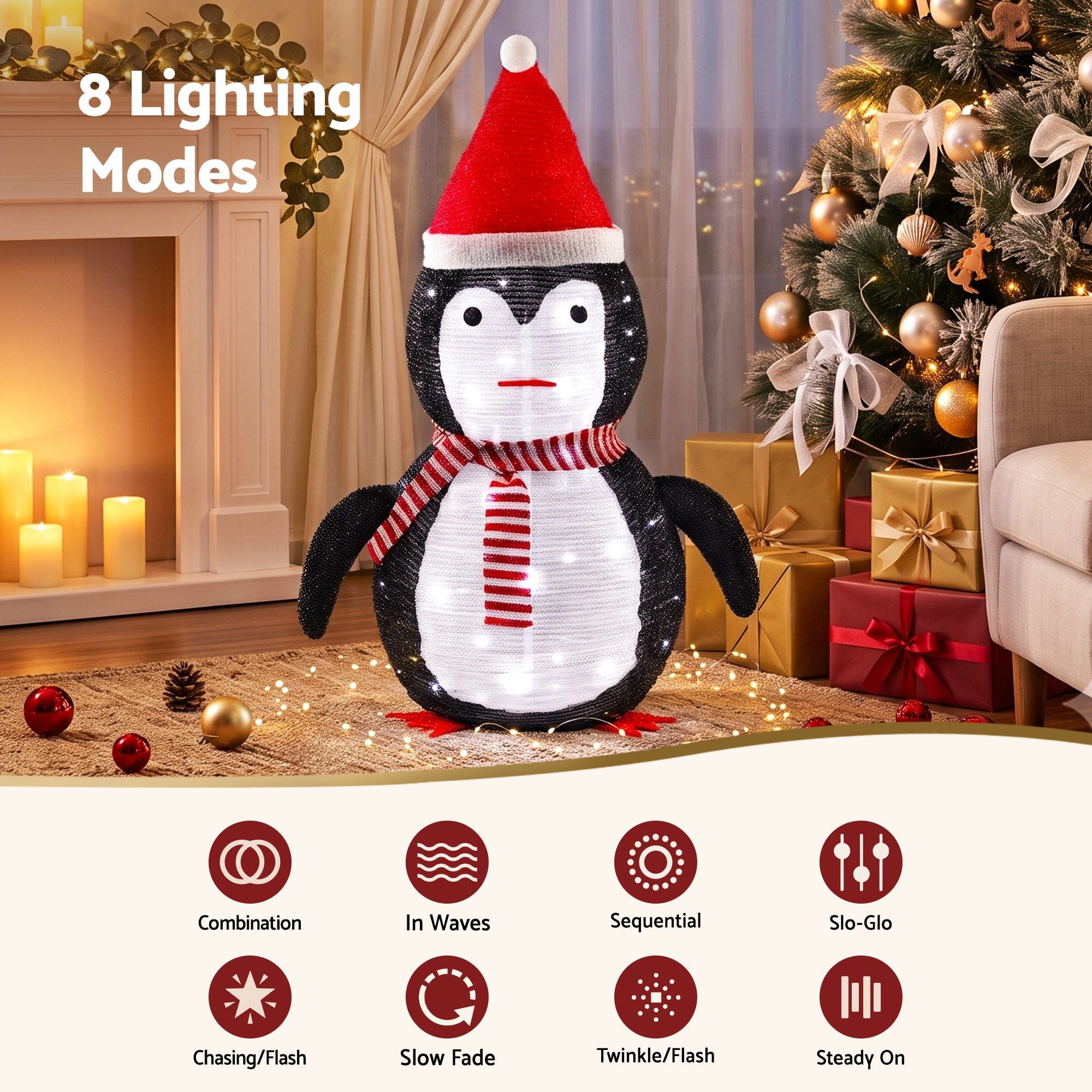 Jingle Jollys Christmas Penguin Light LED Decoration Pop Up Display 70cm