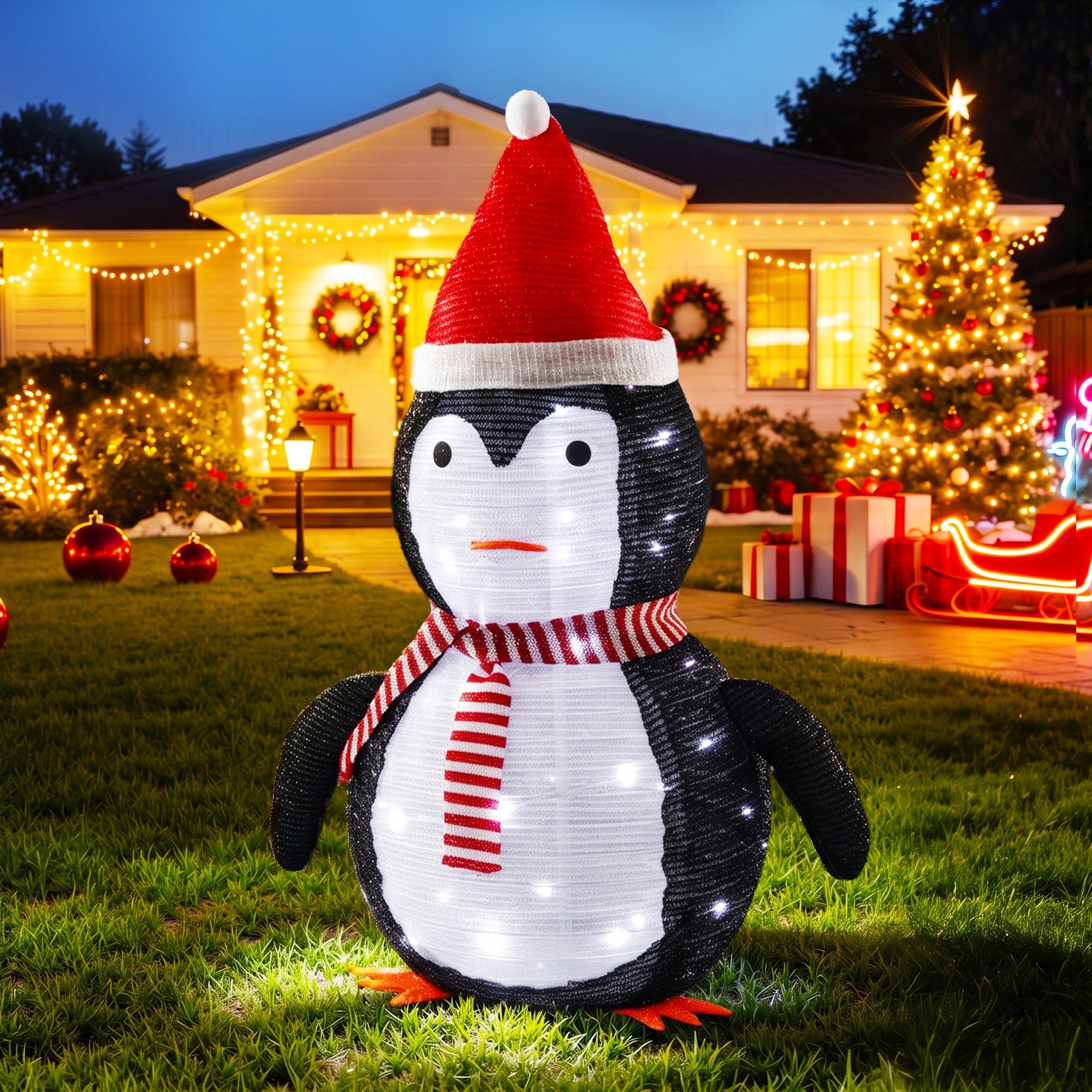 Jingle Jollys Christmas Penguin Light LED Decoration Pop Up Display 70cm