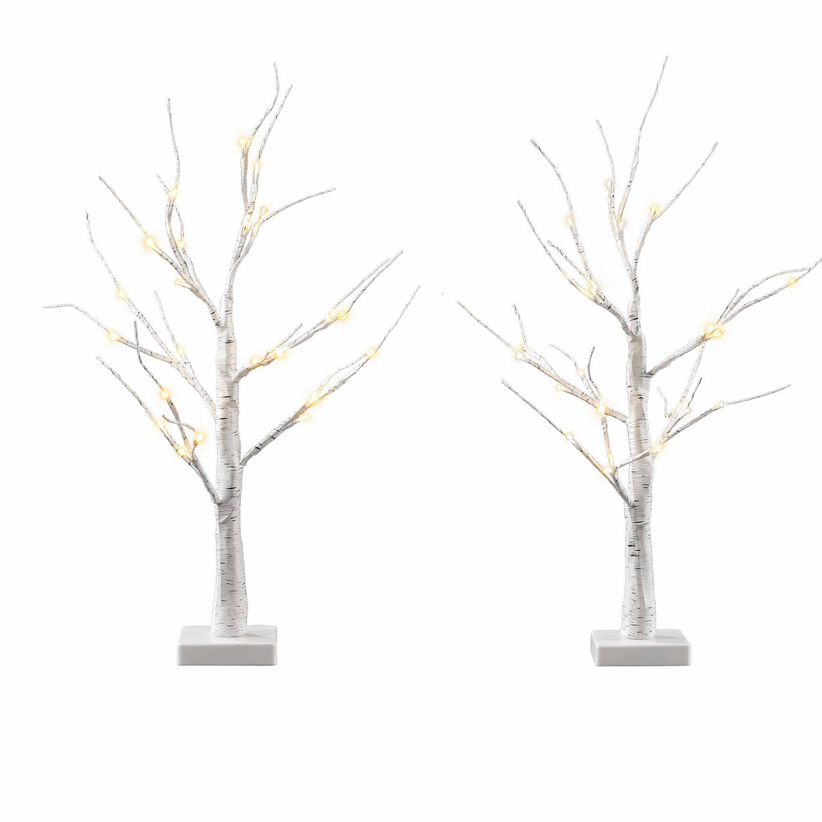 Jingle Jollys Lighted Branch Tree Christmas Decorations Warm White 2 Pack 60cm