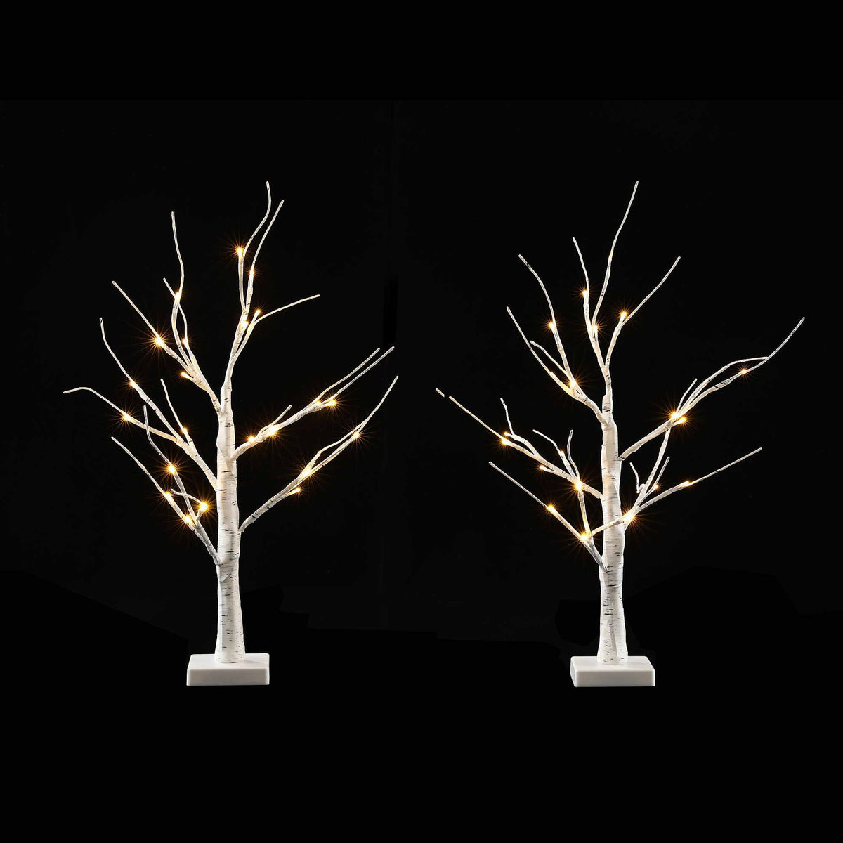 Jingle Jollys Lighted Branch Tree Christmas Decorations Warm White 2 Pack 60cm