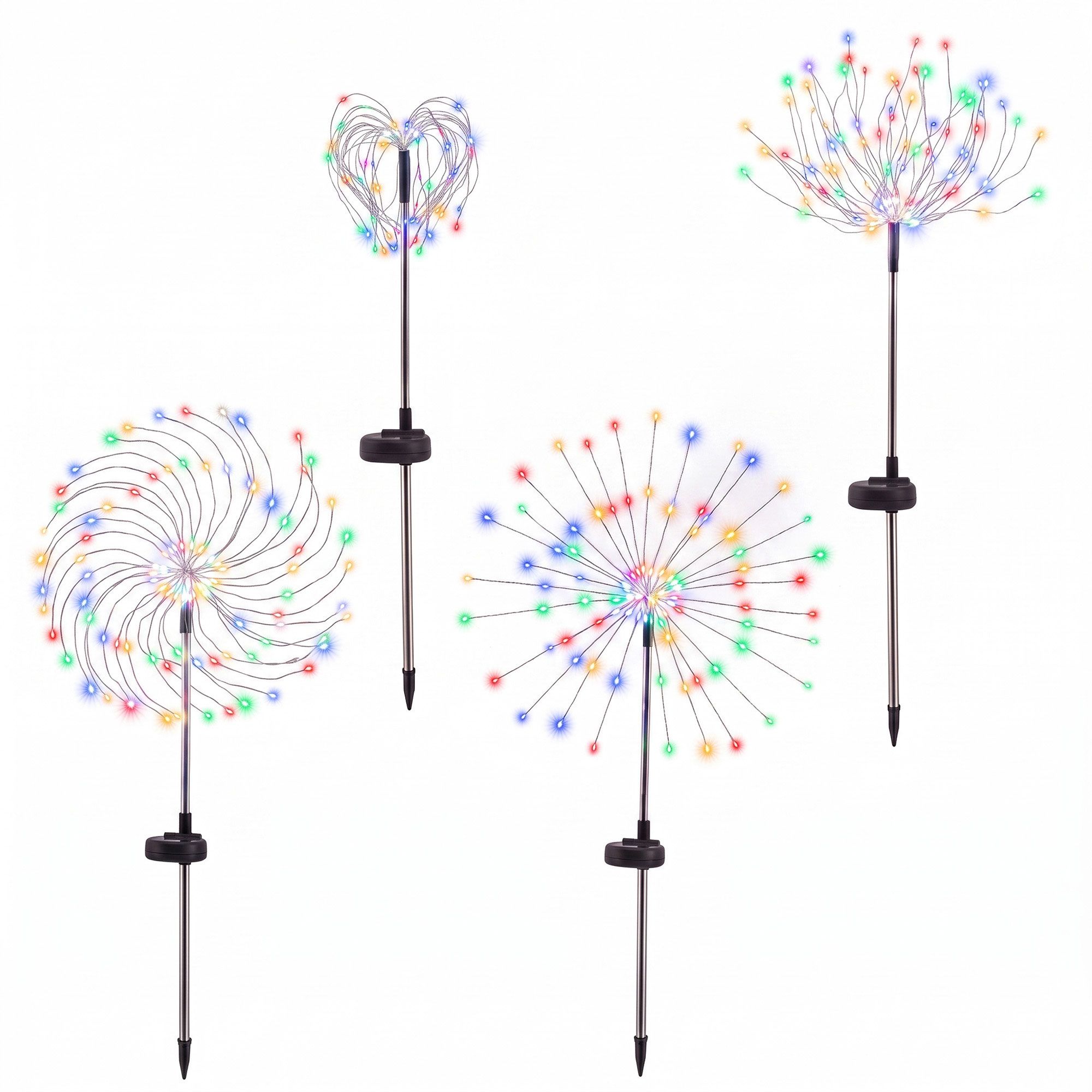 Jingle Jollys 4 Pack Christmas Path Lights Solar Firework Garden Multicolour