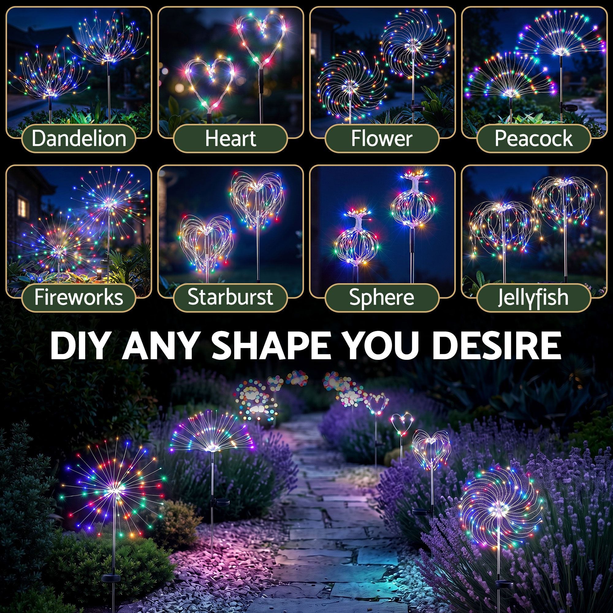 Jingle Jollys 4 Pack Christmas Path Lights Solar Firework Garden Multicolour