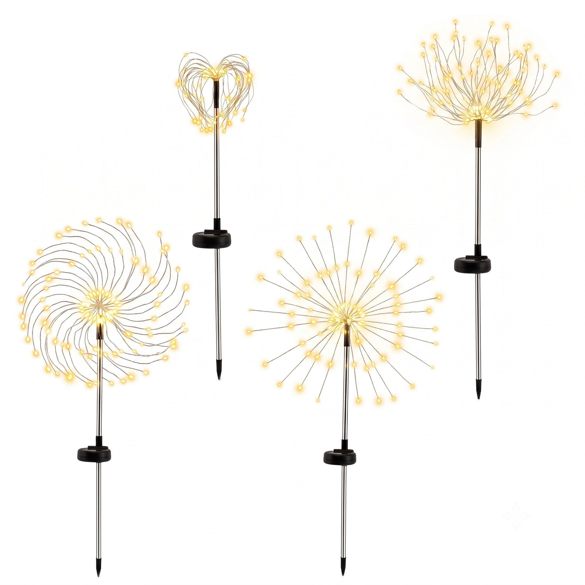 Jingle Jollys 4 Pack Christmas Lights Solar Firework Outdoor Garden Warm White