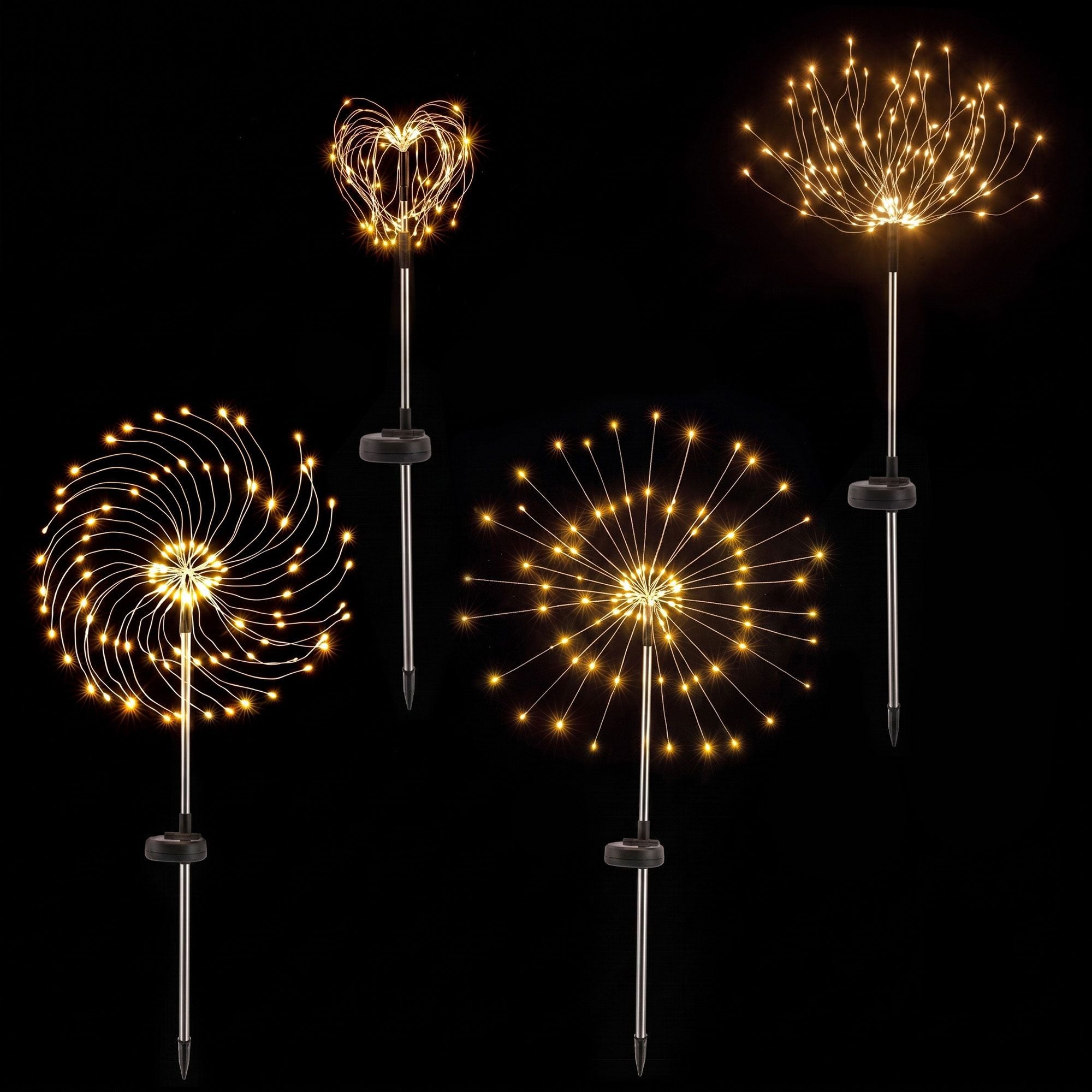 Jingle Jollys 4 Pack Christmas Lights Solar Firework Outdoor Garden Warm White